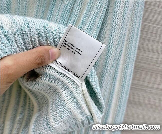 Original Cheap Chanel Knit Cardigan with Chain CH031108 Blue/White 2026