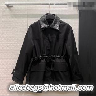 Top Grade Bottega Veneta Leather Neck Jacket BV031105 Black 2026