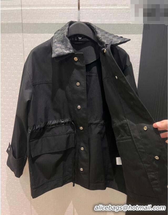 Top Grade Bottega Veneta Leather Neck Jacket BV031105 Black 2026