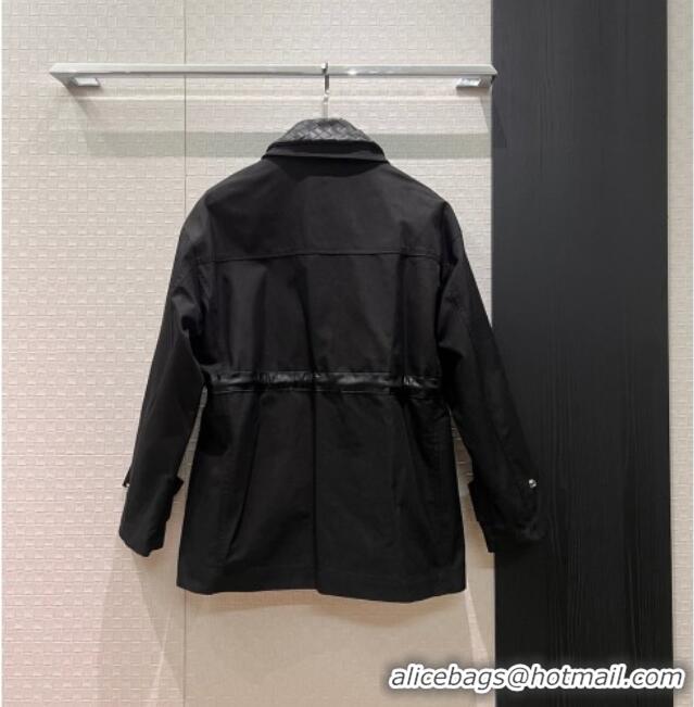 Top Grade Bottega Veneta Leather Neck Jacket BV031105 Black 2026