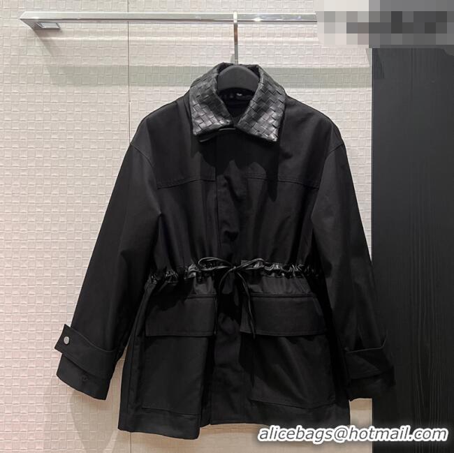 Top Grade Bottega Veneta Leather Neck Jacket BV031105 Black 2026