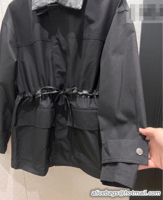 Top Grade Bottega Veneta Leather Neck Jacket BV031105 Black 2026