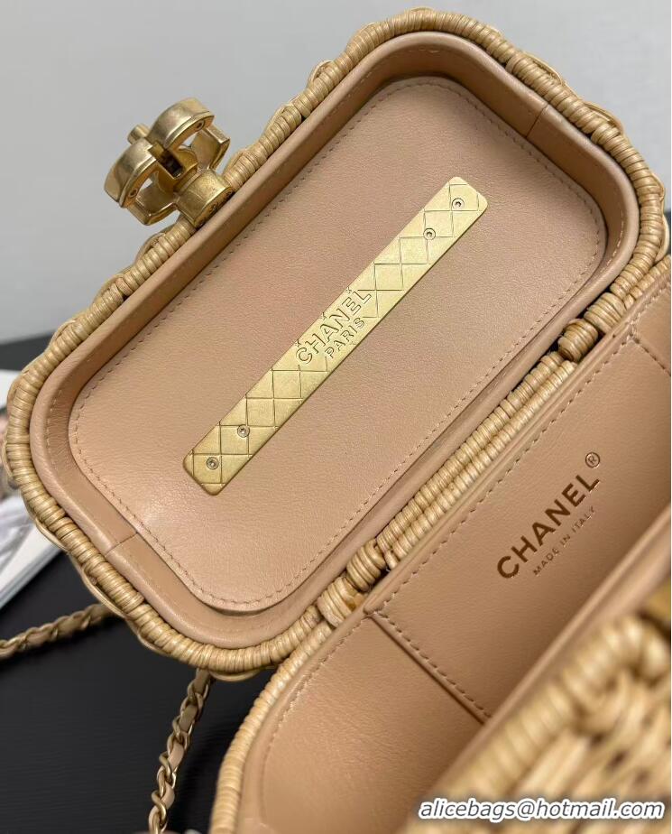 Trendy Design Chanel Vanity Case Braided Rattan With Gold-Tone Metal AS5993 Beige 2026