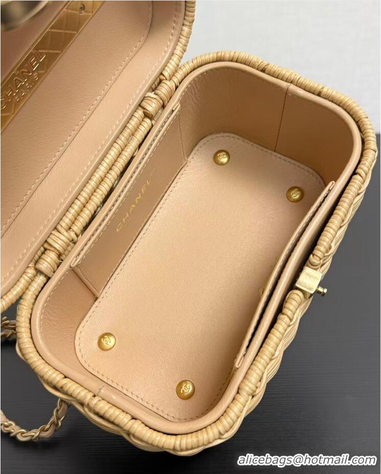 Trendy Design Chanel Vanity Case Braided Rattan With Gold-Tone Metal AS5993 Beige 2026