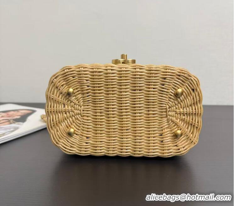 Trendy Design Chanel Vanity Case Braided Rattan With Gold-Tone Metal AS5993 Beige 2026