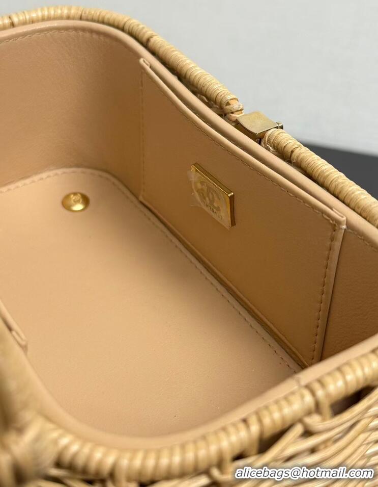 Trendy Design Chanel Vanity Case Braided Rattan With Gold-Tone Metal AS5993 Beige 2026