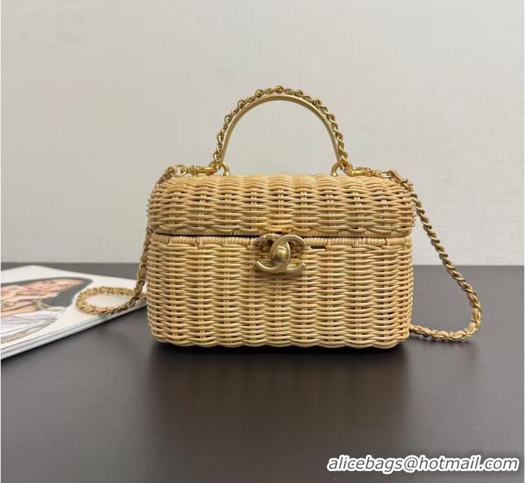 Trendy Design Chanel Vanity Case Braided Rattan With Gold-Tone Metal AS5993 Beige 2026