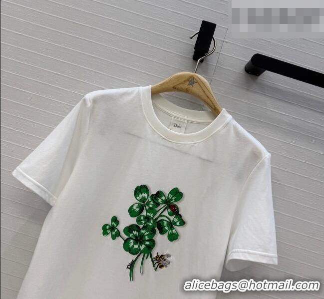 Low Cost Dior Cotton T-Shirt DR031101 White/Green 2026