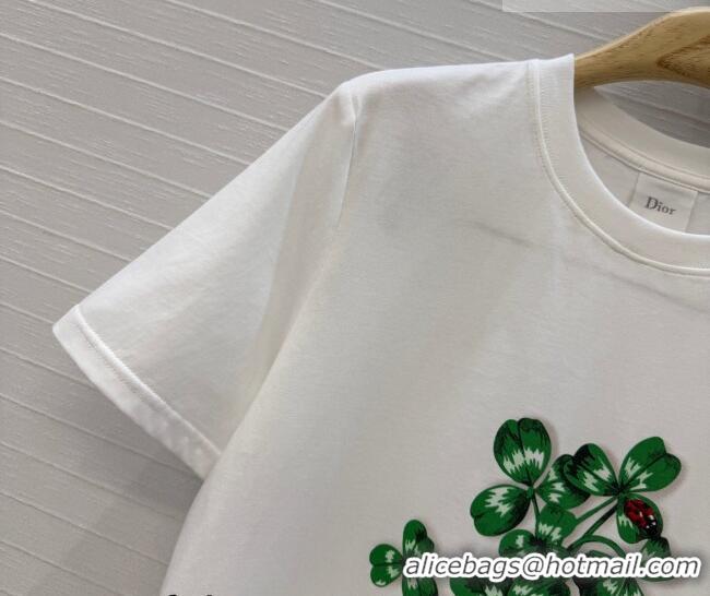 Low Cost Dior Cotton T-Shirt DR031101 White/Green 2026