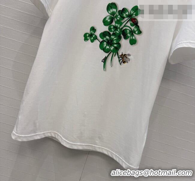 Low Cost Dior Cotton T-Shirt DR031101 White/Green 2026