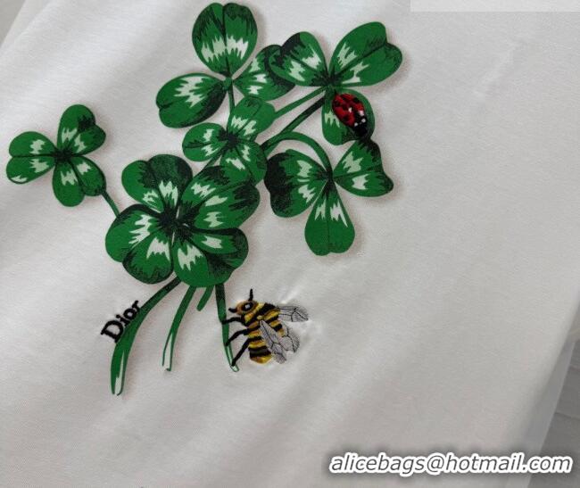 Low Cost Dior Cotton T-Shirt DR031101 White/Green 2026