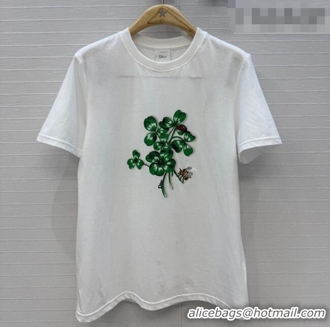 Low Cost Dior Cotton T-Shirt DR031101 White/Green 2026