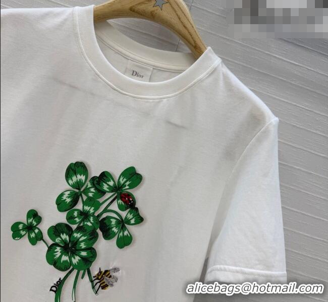 Low Cost Dior Cotton T-Shirt DR031101 White/Green 2026