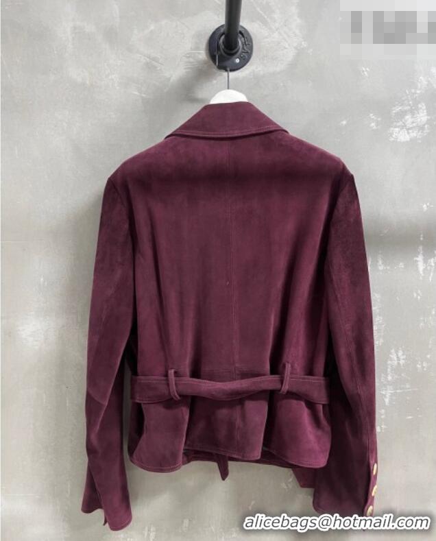 Latest Style Chanel Suede Jacket CH031102 Burgundy 2026