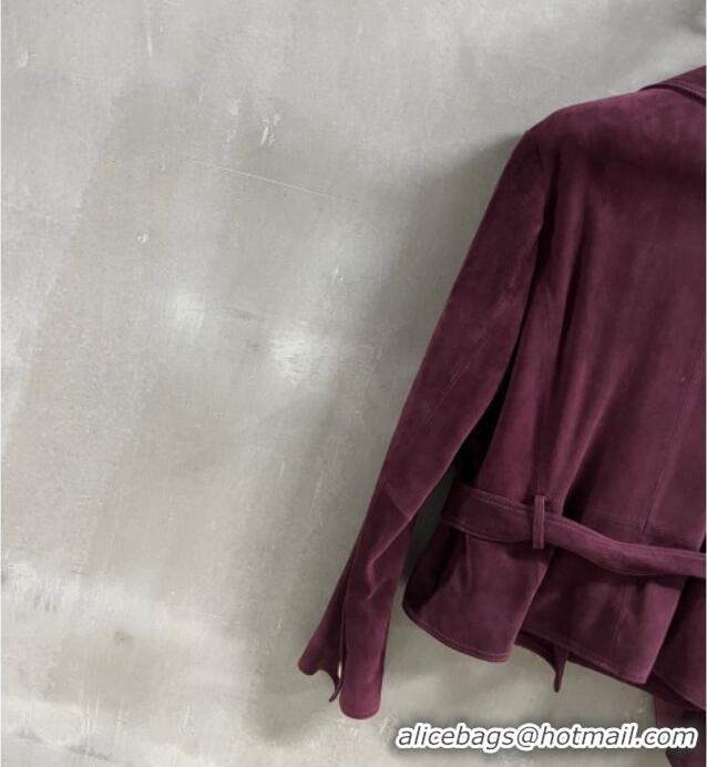 Latest Style Chanel Suede Jacket CH031102 Burgundy 2026