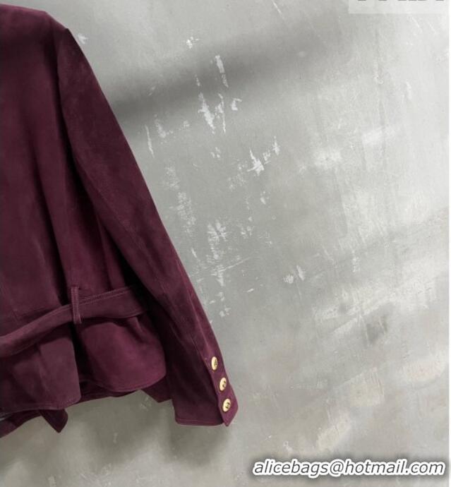 Latest Style Chanel Suede Jacket CH031102 Burgundy 2026