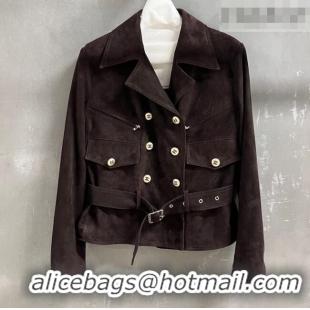 Spot Bulk Chanel Suede Jacket CH031102 Dark Brown 2026