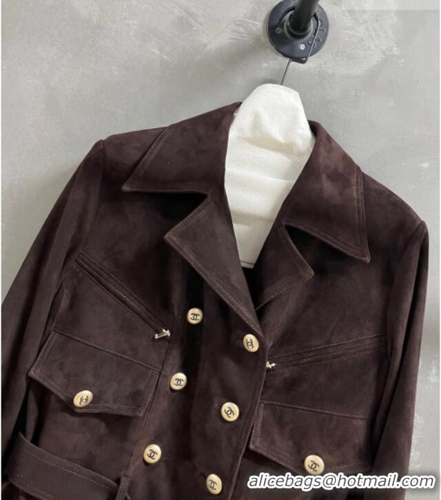 Spot Bulk Chanel Suede Jacket CH031102 Dark Brown 2026