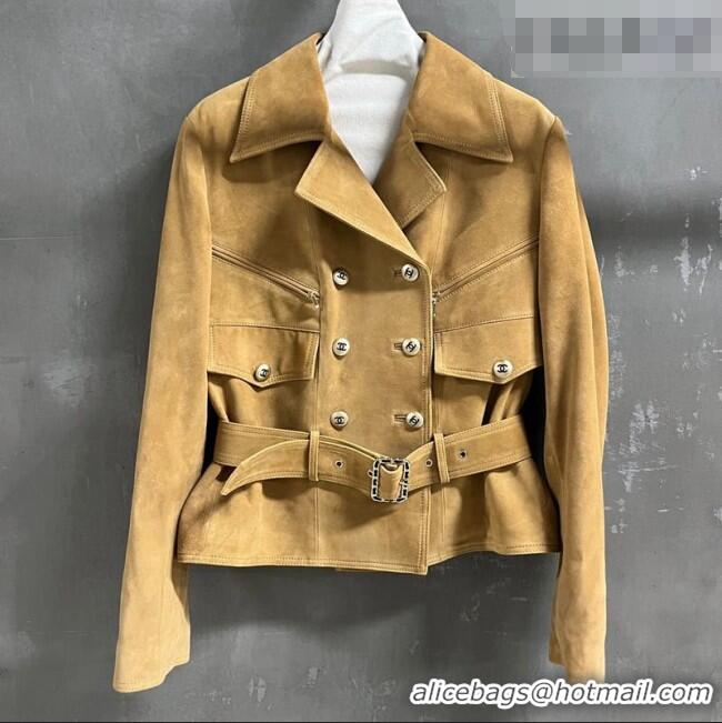 Inexpensive Chanel Suede Jacket CH031102 Yellow 2026