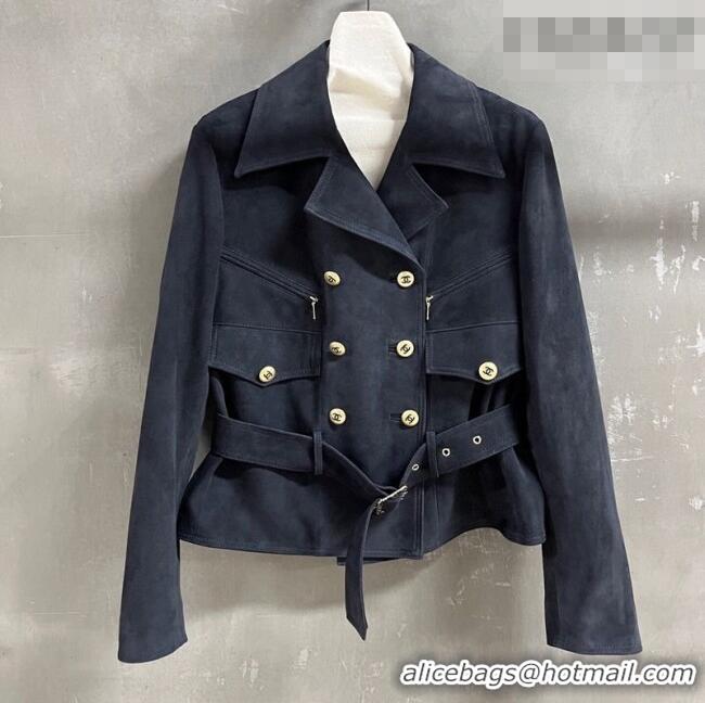 Market Sells Chanel Suede Jacket CH031102 Dark Blue 2026