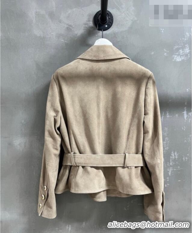 Spot Bulk Chanel Suede Jacket CH031102 Beige 2026