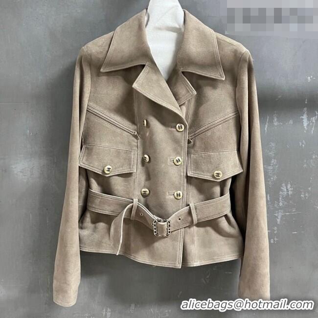 Spot Bulk Chanel Suede Jacket CH031102 Beige 2026