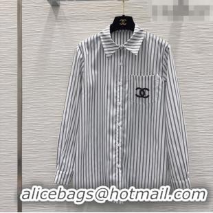 Modern Classic Chanel Striped Cotton Shirt CH031103 Grey 2026