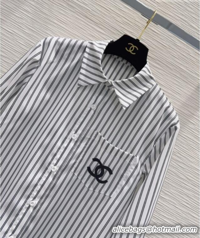 Modern Classic Chanel Striped Cotton Shirt CH031103 Grey 2026