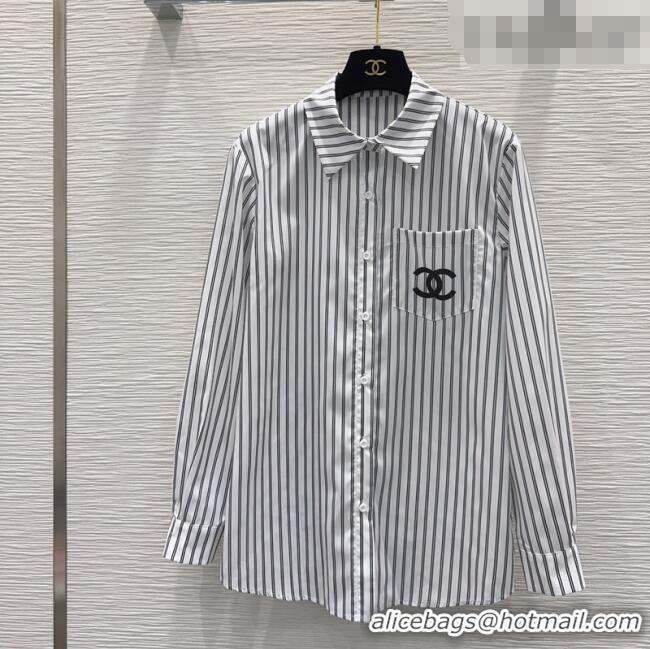 Modern Classic Chanel Striped Cotton Shirt CH031103 Grey 2026