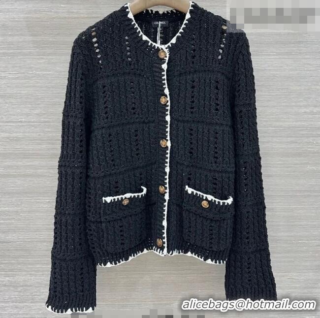 Low Price Chanel Cotton Knit Cardigan CH031104 Black 2026