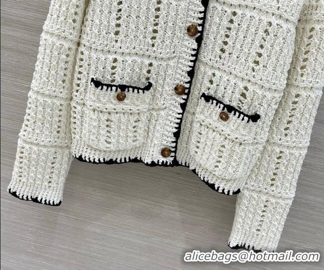 Inexpensive Chanel Cotton Knit Cardigan CH031104 White 2026