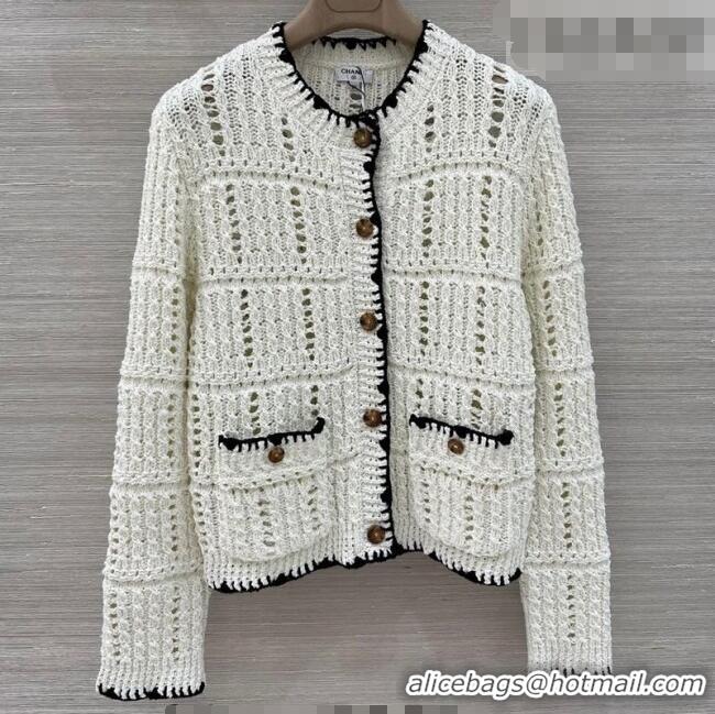 Inexpensive Chanel Cotton Knit Cardigan CH031104 White 2026