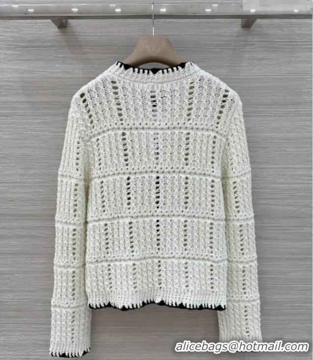 Inexpensive Chanel Cotton Knit Cardigan CH031104 White 2026