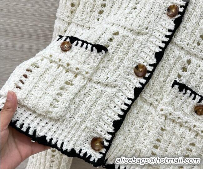 Inexpensive Chanel Cotton Knit Cardigan CH031104 White 2026