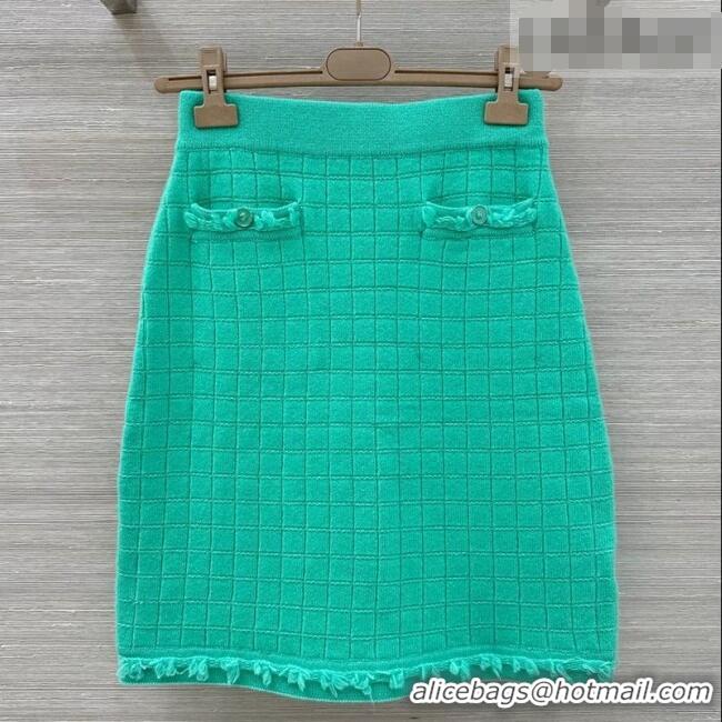 Inexpensive Chanel Cashmere Knit Skirt CH031105 Green 2026