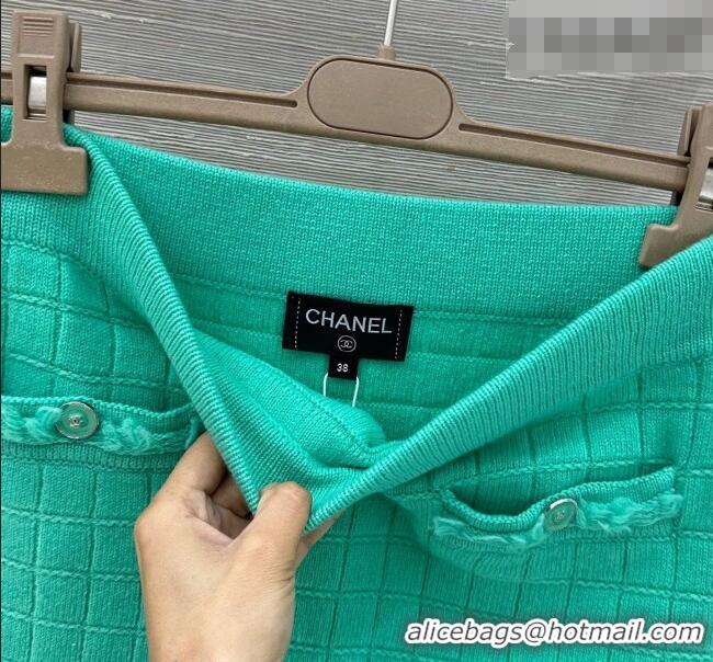 Inexpensive Chanel Cashmere Knit Skirt CH031105 Green 2026