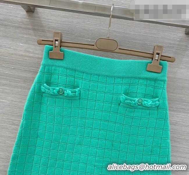Inexpensive Chanel Cashmere Knit Skirt CH031105 Green 2026