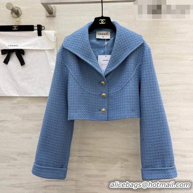 Spot Bulk Chanel Tweed Short Jacket CH031108 Light Blue 2026