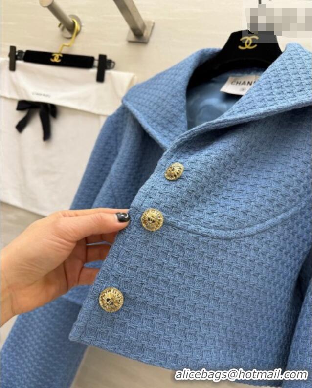 Spot Bulk Chanel Tweed Short Jacket CH031108 Light Blue 2026