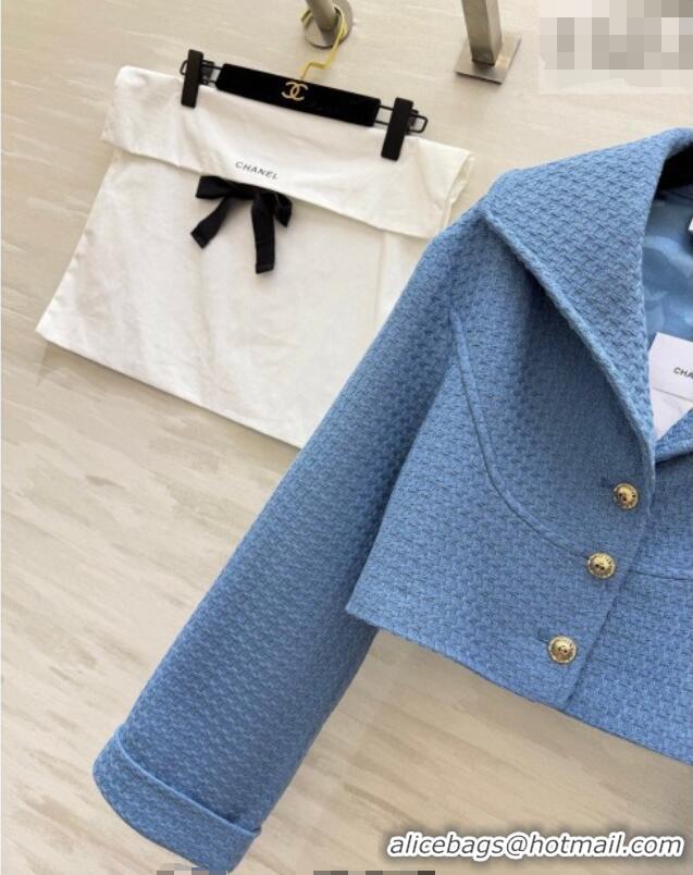 Spot Bulk Chanel Tweed Short Jacket CH031108 Light Blue 2026