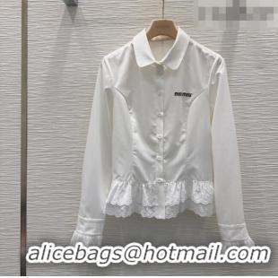 Grade Quality Miu Miu Ruffled Shirt MM031102 White 2026
