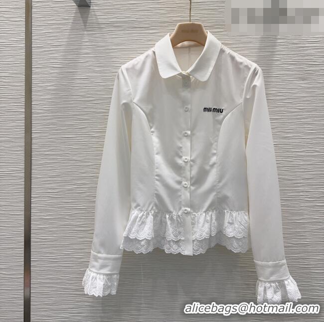 Grade Quality Miu Miu Ruffled Shirt MM031102 White 2026