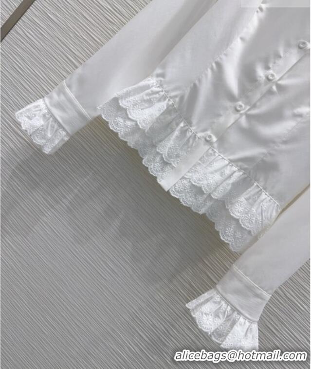 Grade Quality Miu Miu Ruffled Shirt MM031102 White 2026