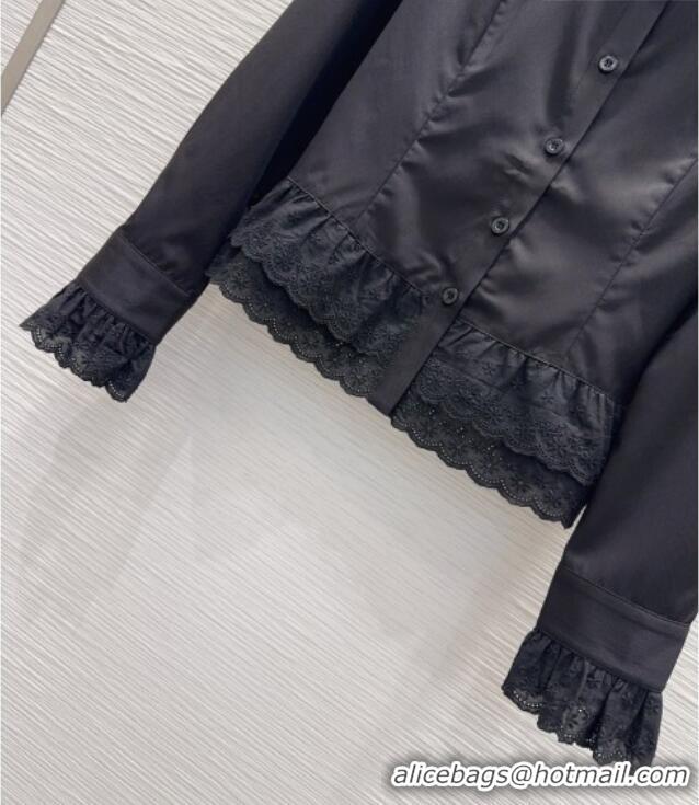 Modern Classic Miu Miu Ruffled Shirt MM031102 Black 2026