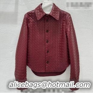 Well Crafted Bottega Veneta Woven Lambskin Leather Jacket BV031101 Red 2026