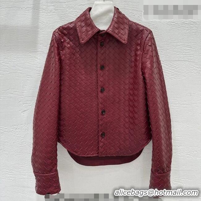 Well Crafted Bottega Veneta Woven Lambskin Leather Jacket BV031101 Red 2026