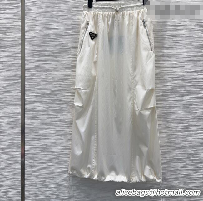 Luxury Cheap Prada Long Skirt PR031101 White 2026