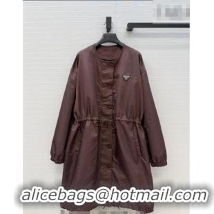 Good Looking Prada Nylon Coat PR031102 Dark Brown 2026