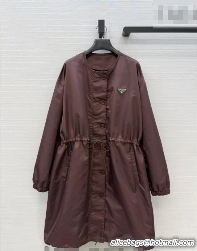 Good Looking Prada Nylon Coat PR031102 Dark Brown 2026