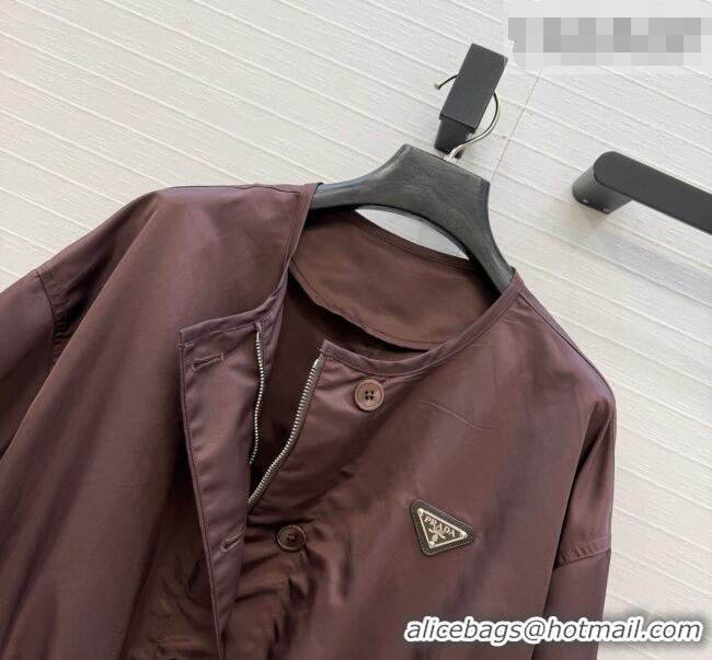 Good Looking Prada Nylon Coat PR031102 Dark Brown 2026